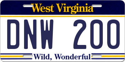 WV license plate DNW200
