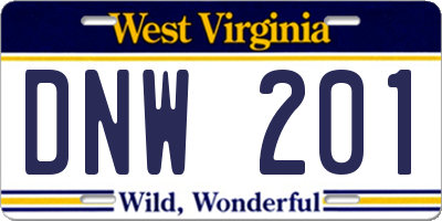 WV license plate DNW201