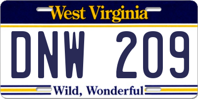 WV license plate DNW209