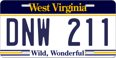 WV license plate DNW211