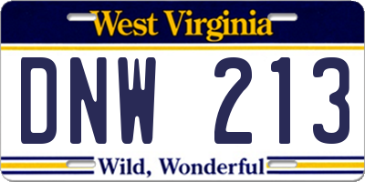 WV license plate DNW213