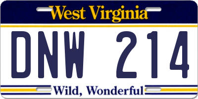 WV license plate DNW214