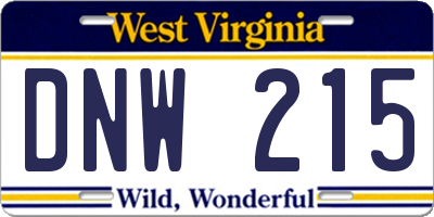 WV license plate DNW215