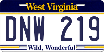 WV license plate DNW219