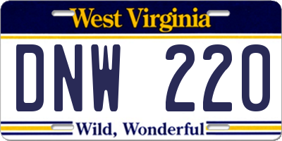 WV license plate DNW220