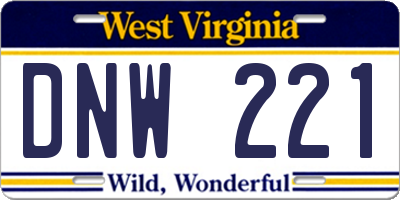 WV license plate DNW221