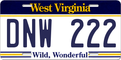 WV license plate DNW222