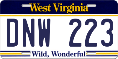 WV license plate DNW223
