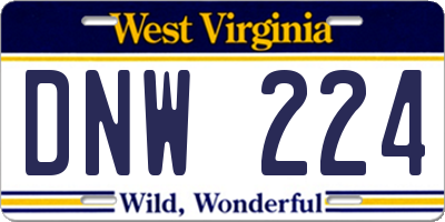 WV license plate DNW224