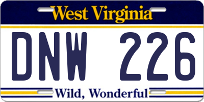 WV license plate DNW226