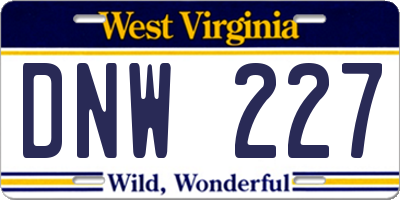 WV license plate DNW227