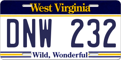 WV license plate DNW232
