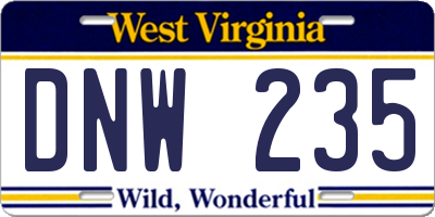 WV license plate DNW235
