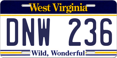 WV license plate DNW236