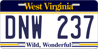 WV license plate DNW237