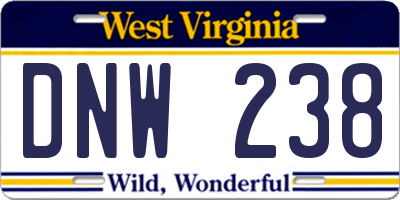 WV license plate DNW238
