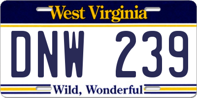 WV license plate DNW239