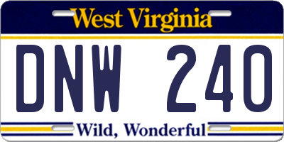 WV license plate DNW240
