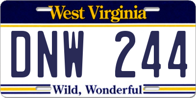 WV license plate DNW244