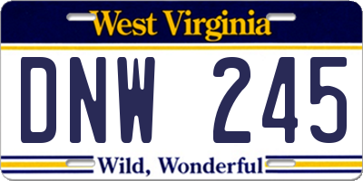 WV license plate DNW245