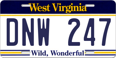 WV license plate DNW247