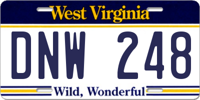 WV license plate DNW248