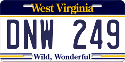 WV license plate DNW249