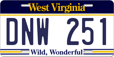 WV license plate DNW251
