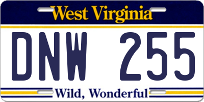 WV license plate DNW255