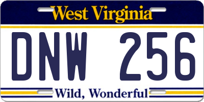 WV license plate DNW256