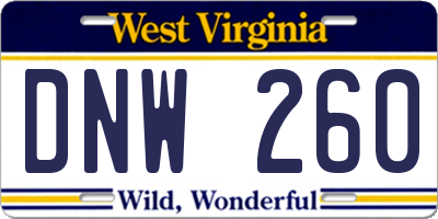 WV license plate DNW260