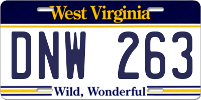 WV license plate DNW263