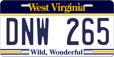 WV license plate DNW265