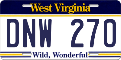 WV license plate DNW270