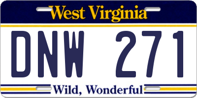 WV license plate DNW271
