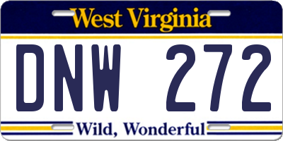 WV license plate DNW272