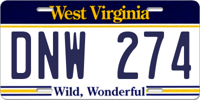 WV license plate DNW274