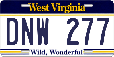 WV license plate DNW277