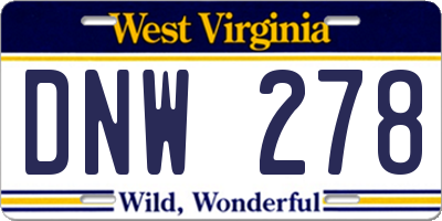 WV license plate DNW278