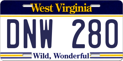 WV license plate DNW280