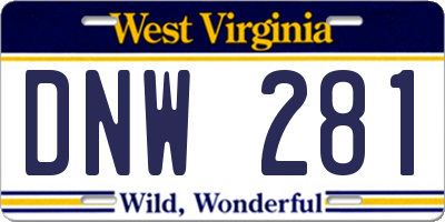 WV license plate DNW281