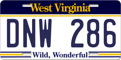 WV license plate DNW286