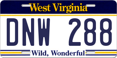 WV license plate DNW288
