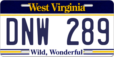 WV license plate DNW289