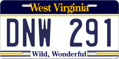 WV license plate DNW291