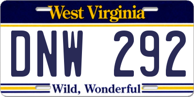 WV license plate DNW292