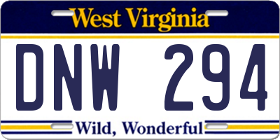 WV license plate DNW294
