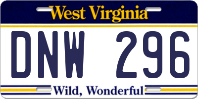 WV license plate DNW296