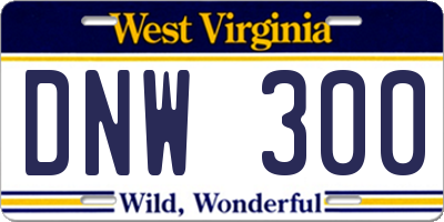 WV license plate DNW300