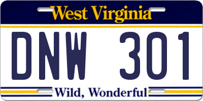 WV license plate DNW301